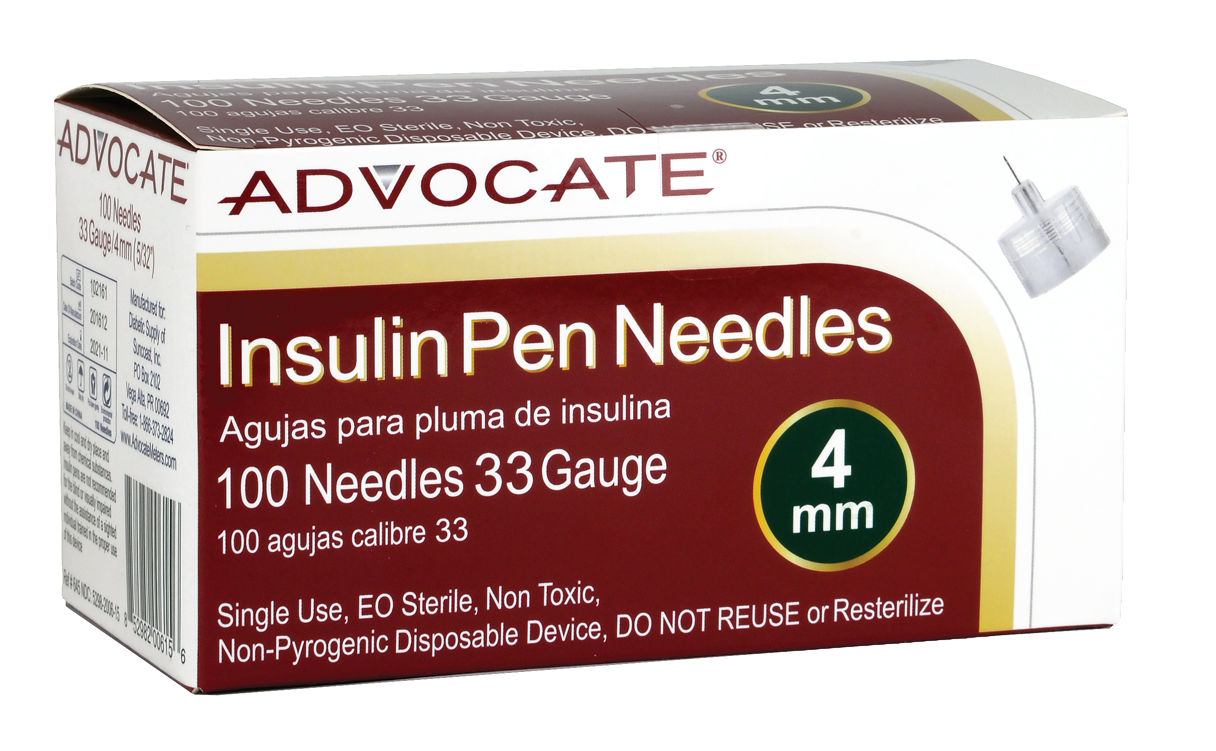 Clever Choice Comfort EZ Insulin Pen Needles - 33G 4mm 100/bx