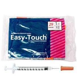  EasyTouch U-100 Insulin Syringe with Needle, 29G 1cc 1/2-Inch  (12.7mm), Box of 100 : Health & Household
