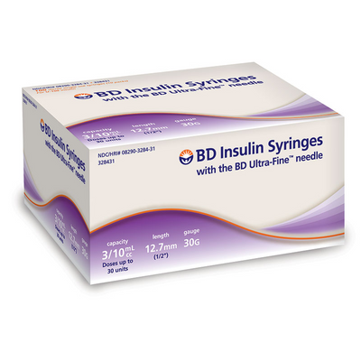 Insulin Syringe, 3/10cc, 31G x 5x16, 100ct - Spectrum Medical