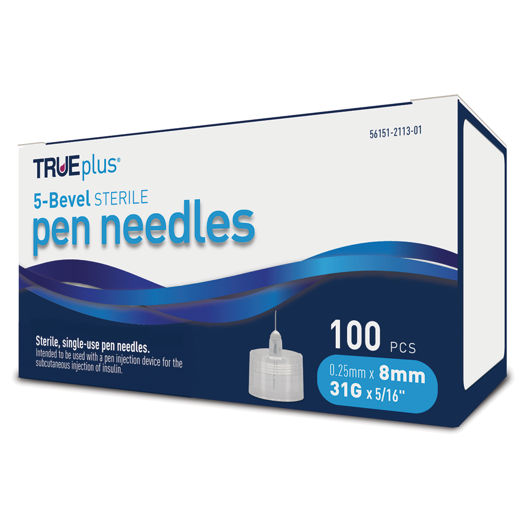 TRUEplus 5-Bevel Pen Needle - 31G 8mm